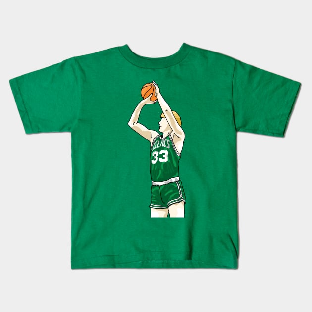 Larry Bird Jumpshot Drawing Kids T-Shirt by thesportstation